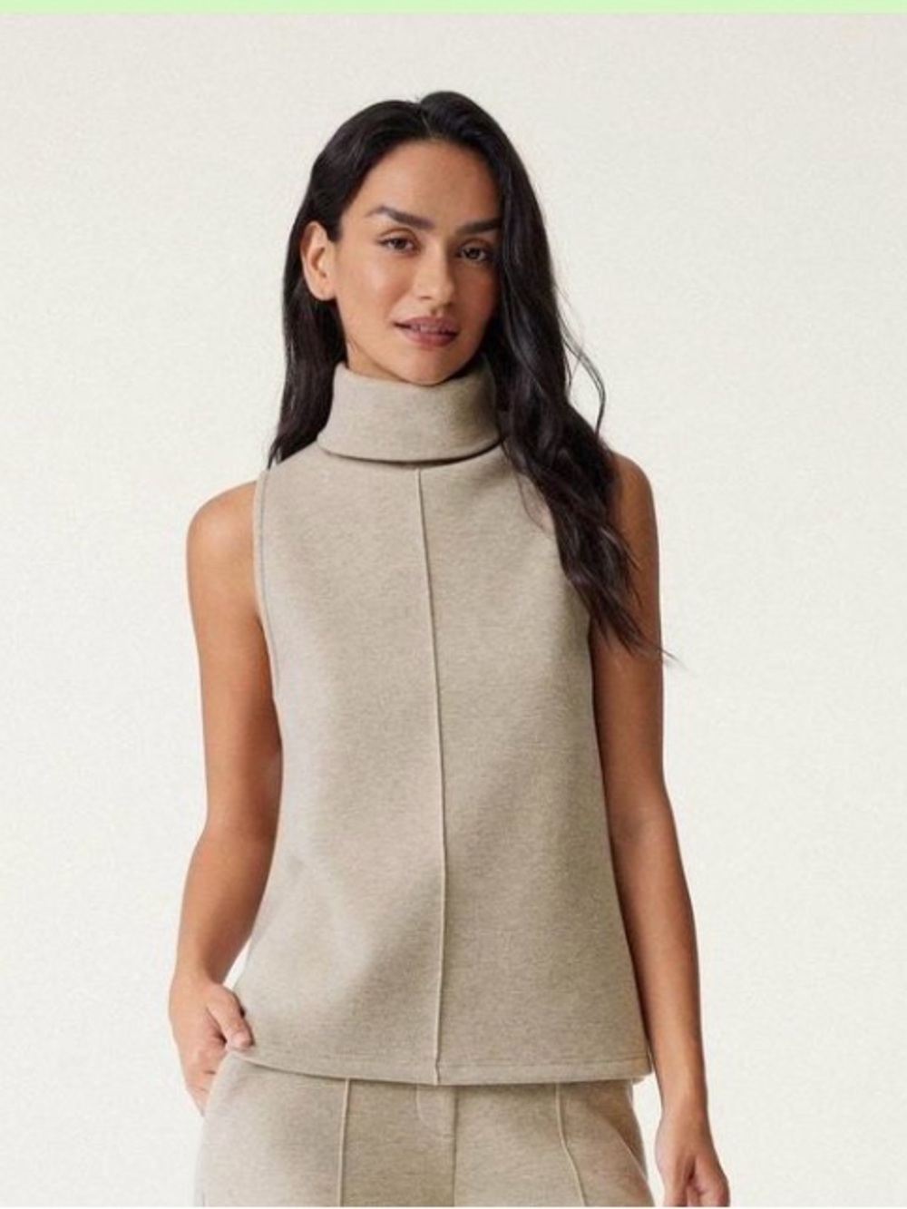 NWT - OGL Sleeveless Turtleneck Knit Top in Light Beige size M